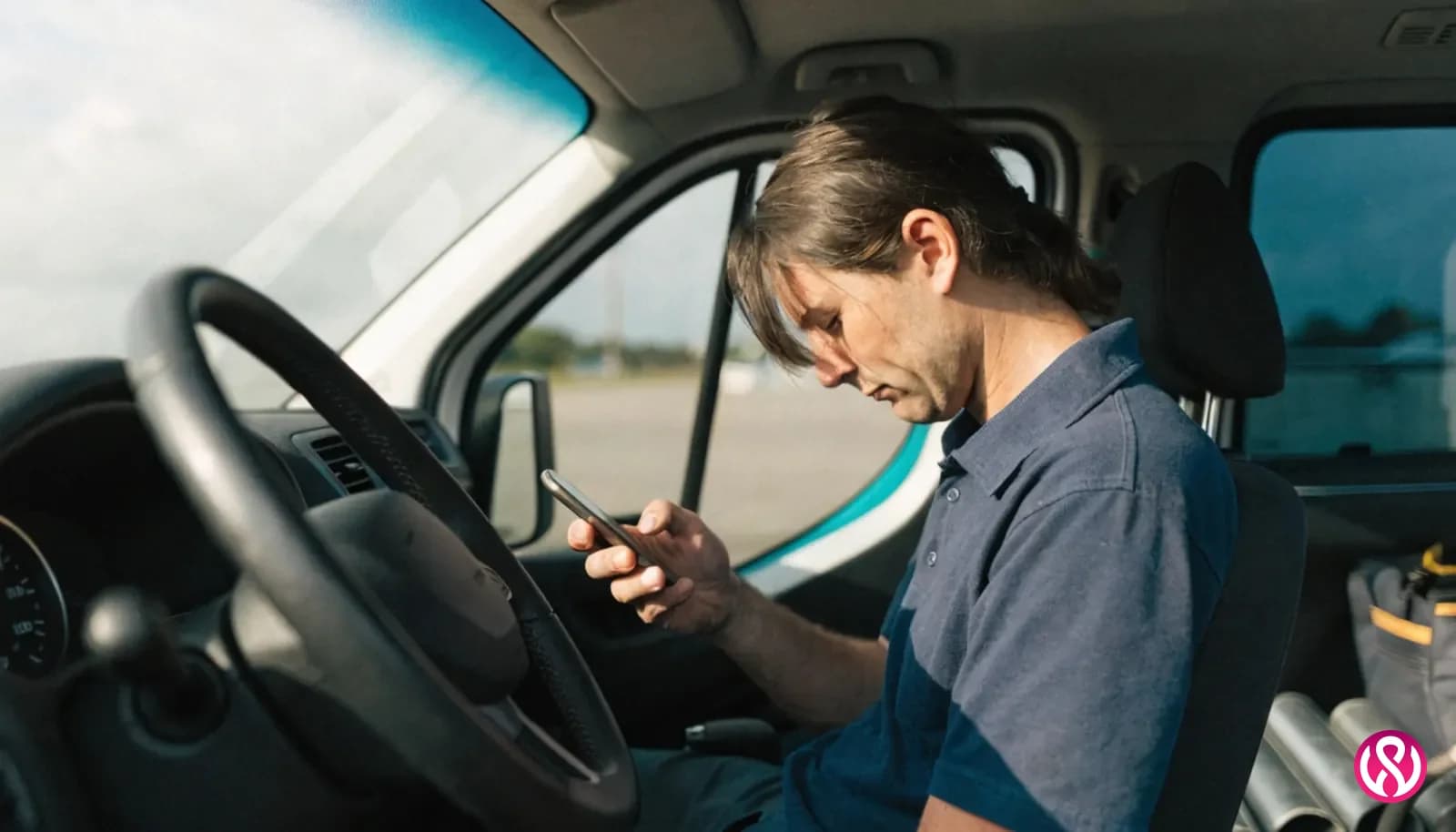 Plumber receiving a website enquiry on a mobile phone